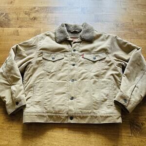 Levi's Men's Sherpa Trucker Jacket Wheat - Tan Corduroy Large